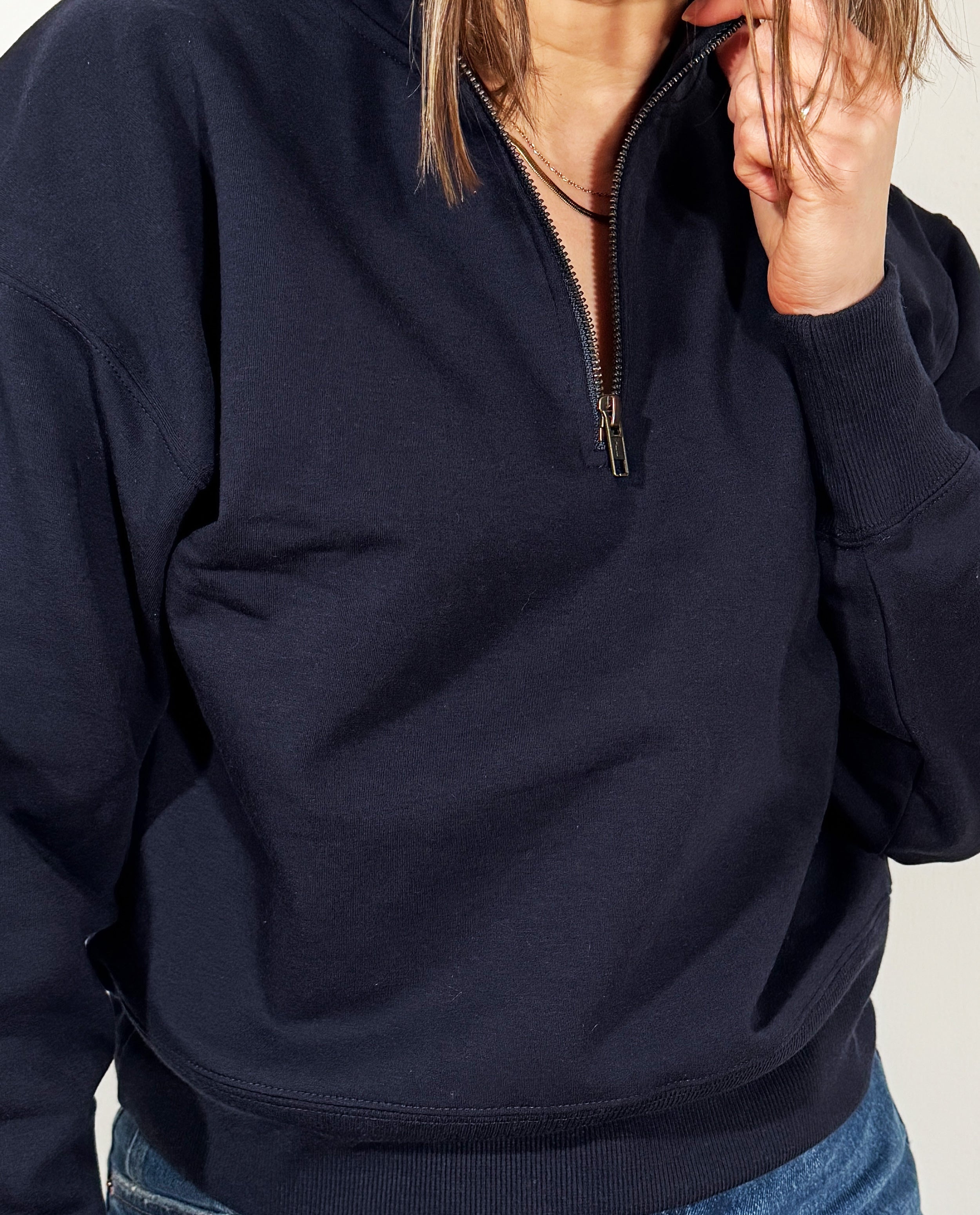 The 1/4 Zip Sweatshirt in Admiral | FRANC Sustainable Clothing