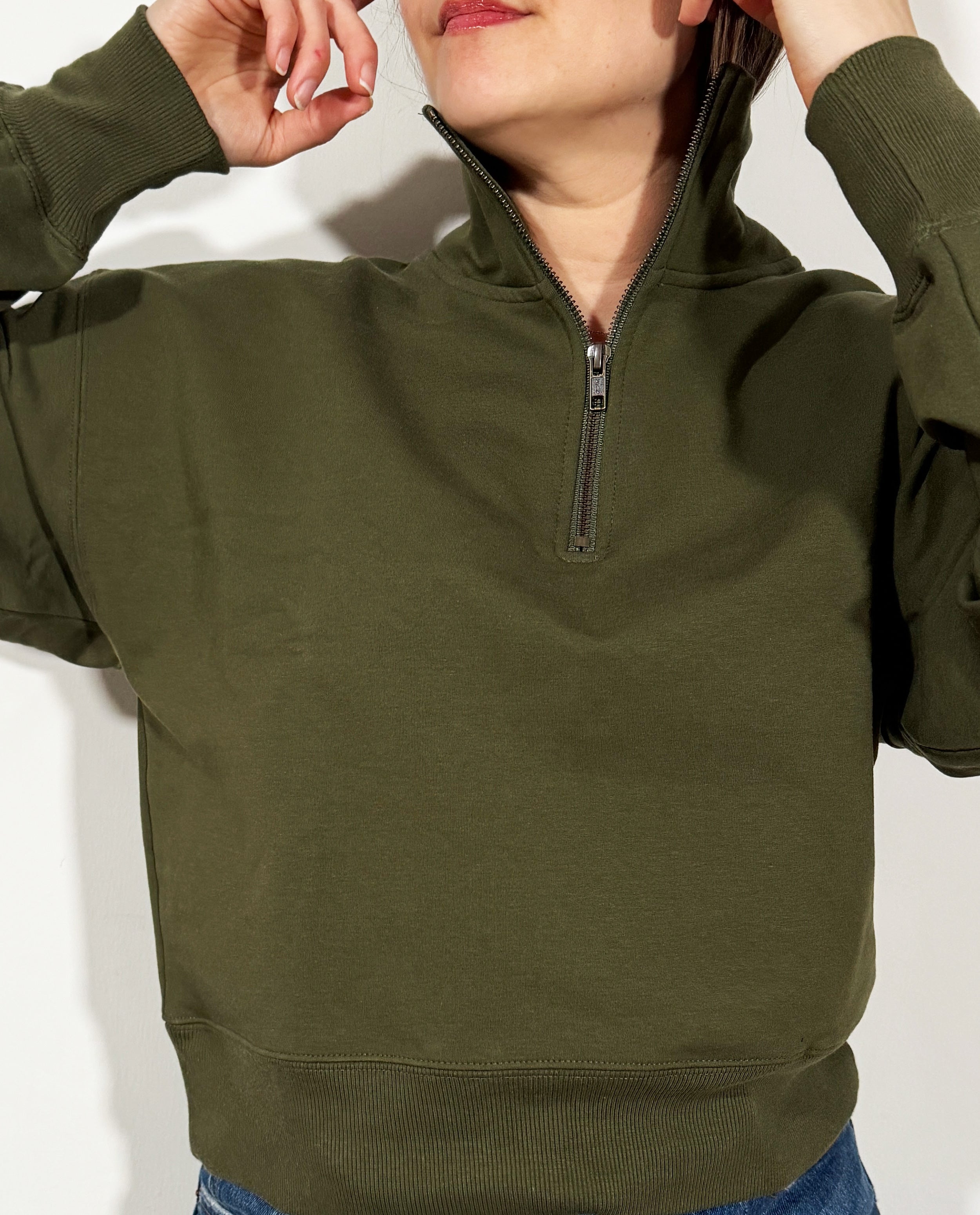 The 1/4 Zip Sweatshirt in Fatigue | FRANC Sustainable Clothing