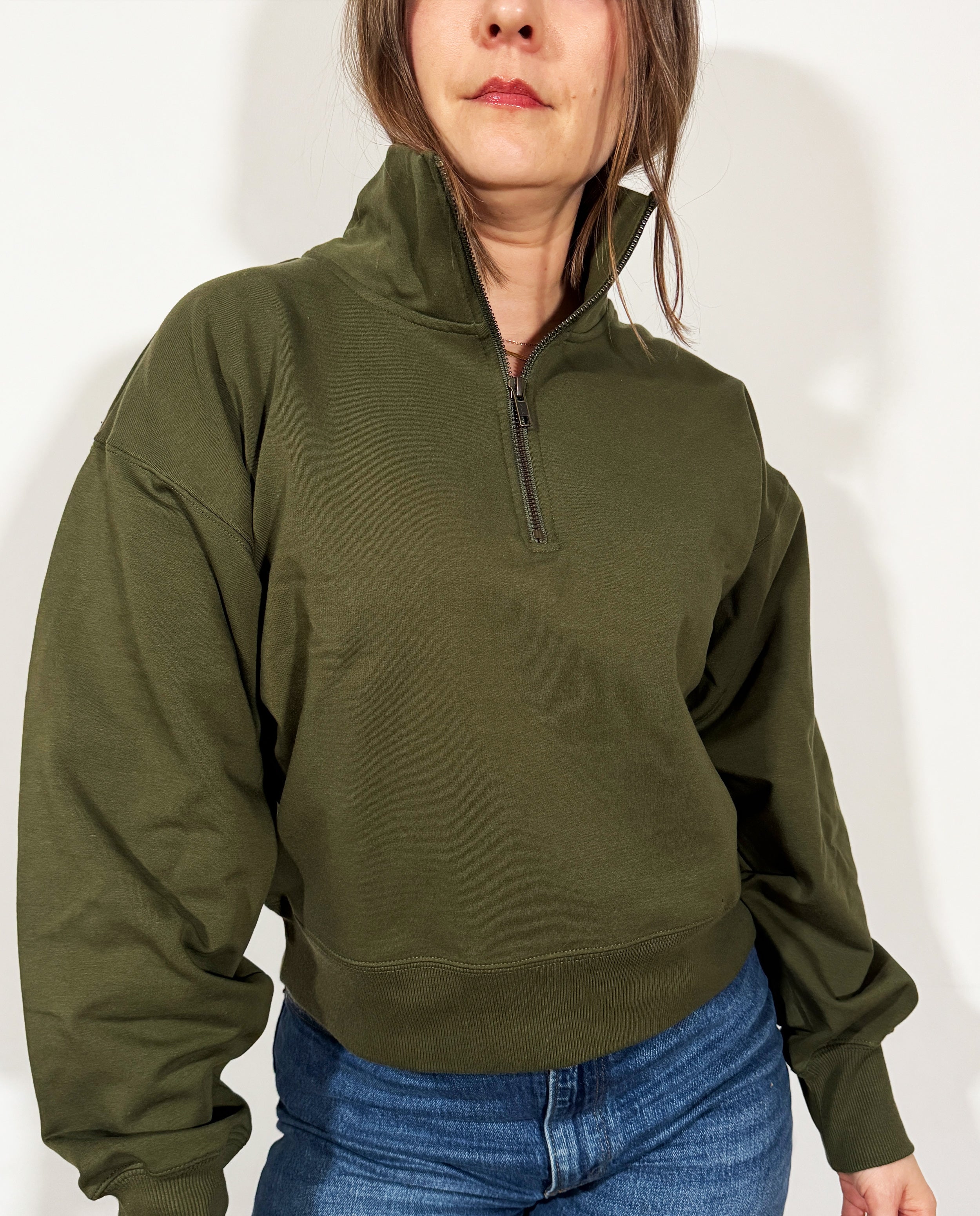 The 1/4 Zip Sweatshirt in Fatigue | FRANC Sustainable Clothing