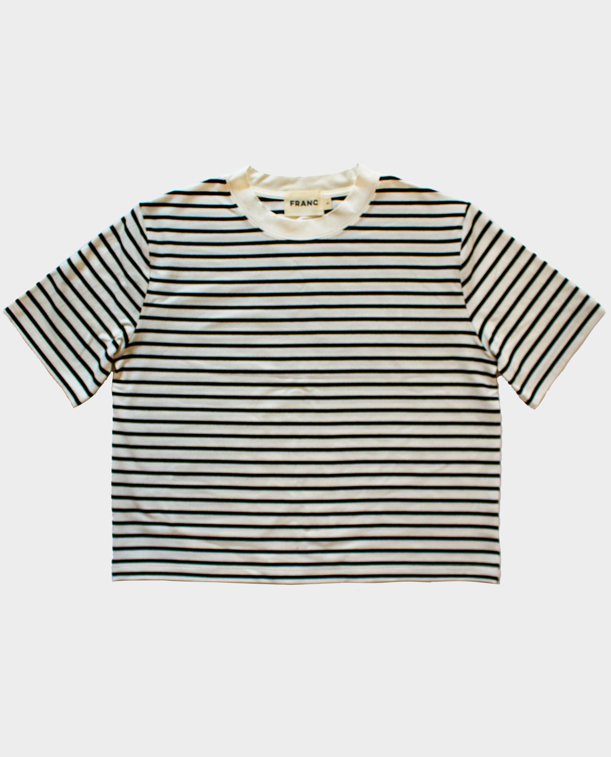 The Boxy Tee in Black Stripe | FRANC Sustainable Clothing