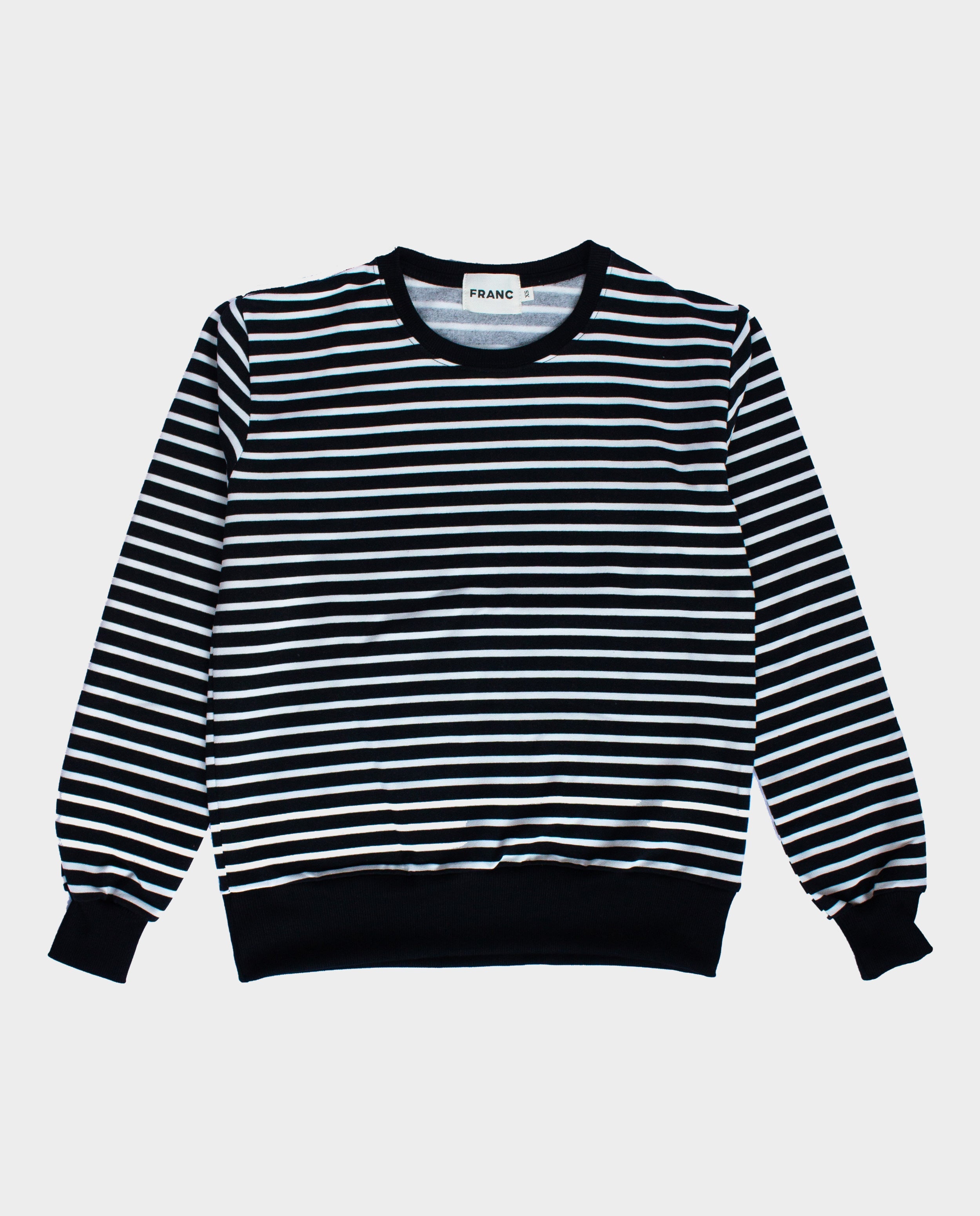 The Crewneck Sweatshirt in Natural Stripe | FRANC Sustainable Clothing