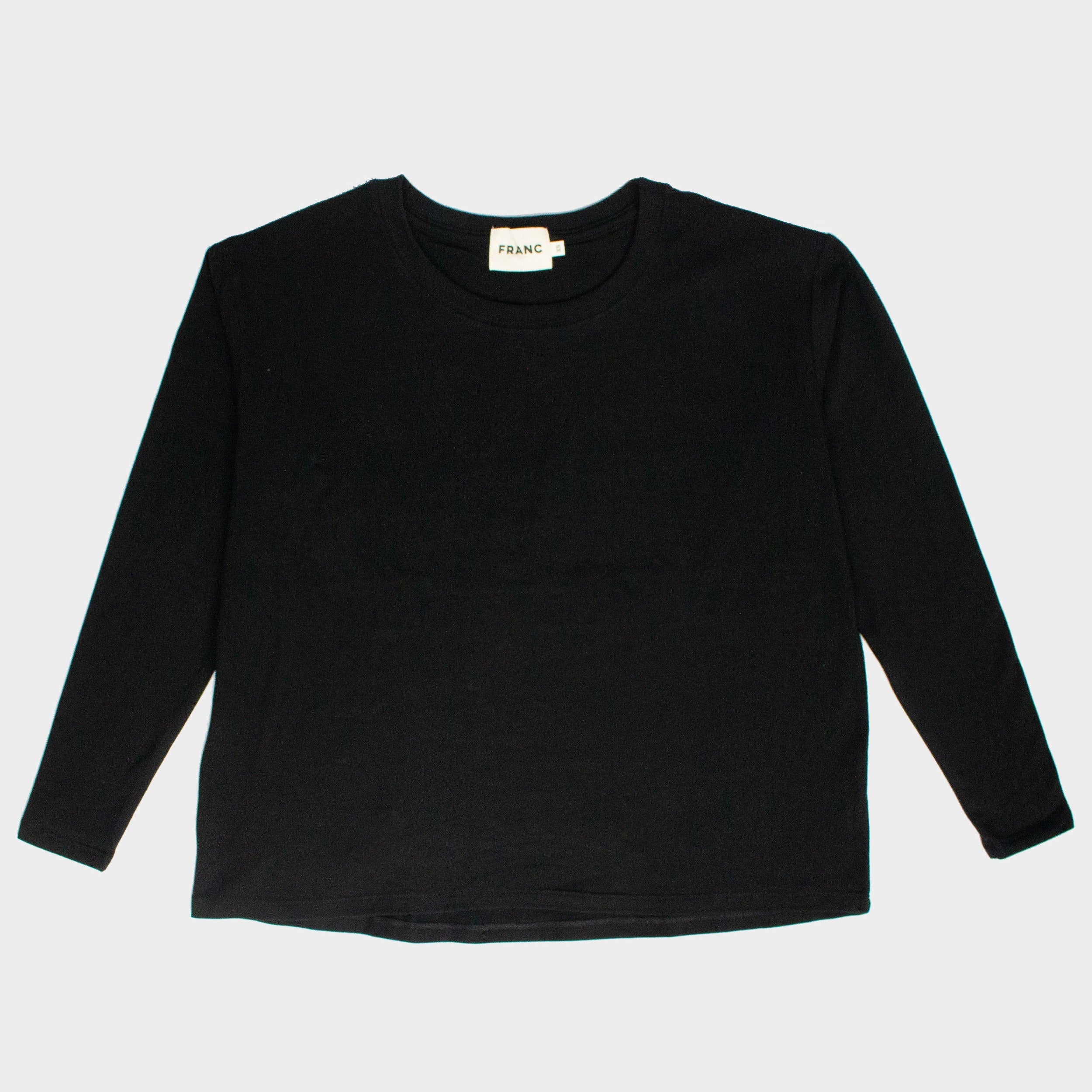 The Long Sleeve Box Tee in Black | FRANC Sustainable Clothing