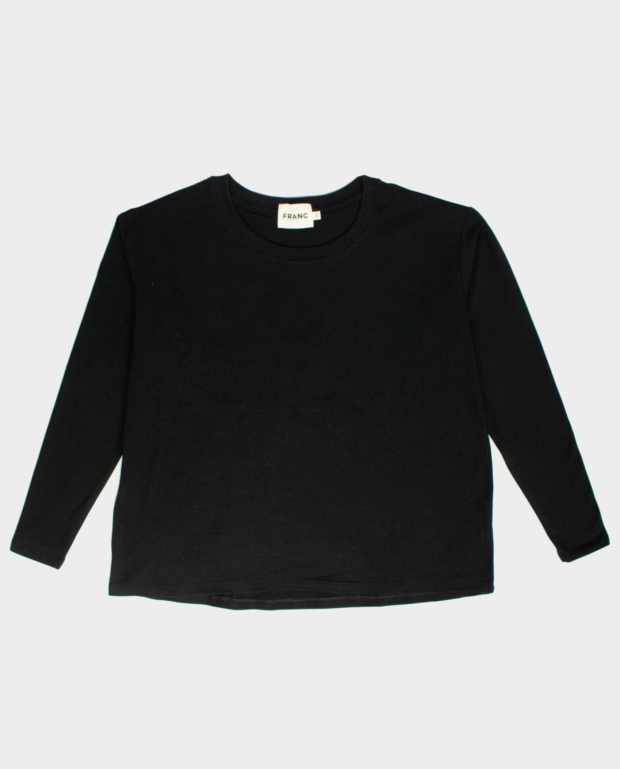 The Long Sleeve Box Tee in Black | FRANC Sustainable Clothing