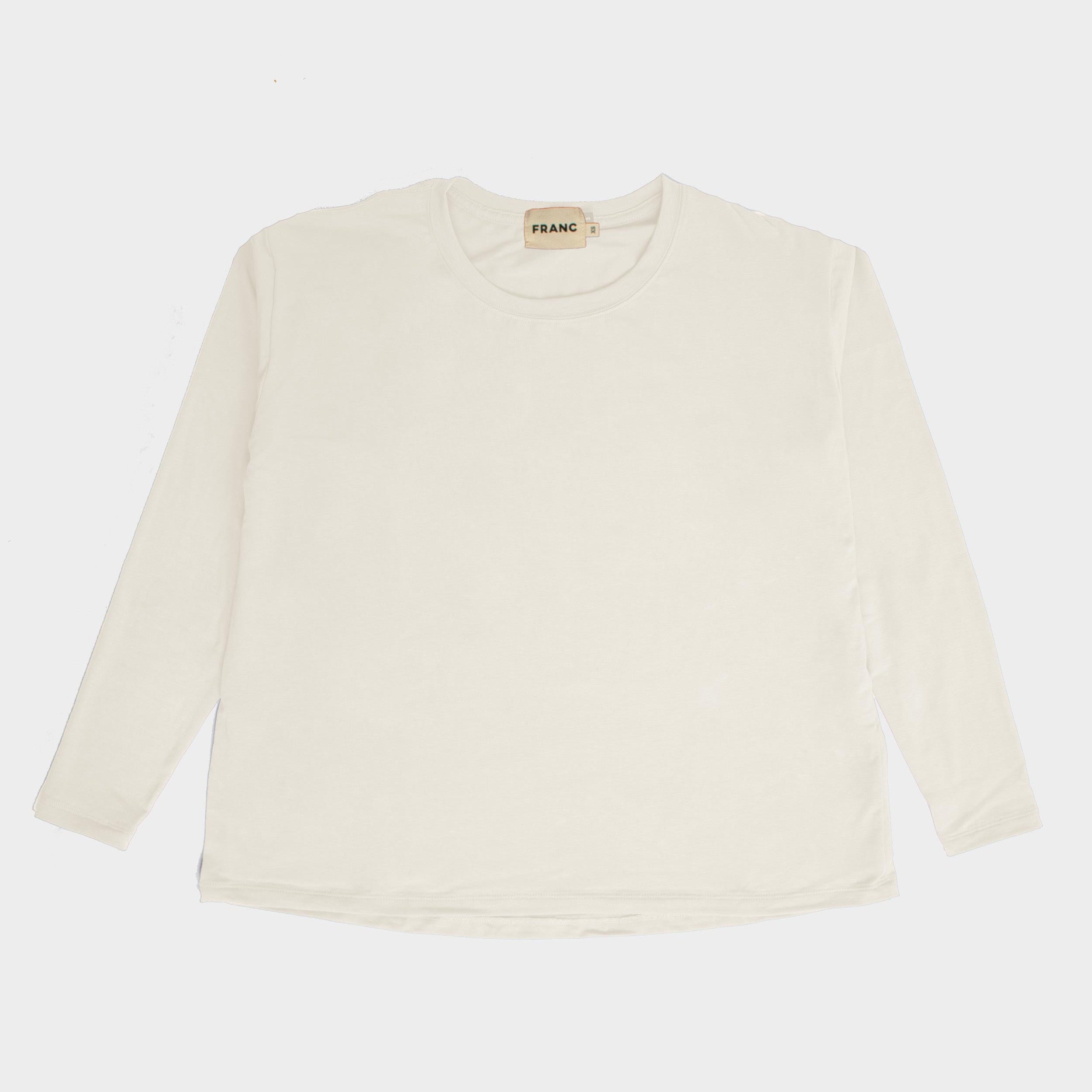 The Long Sleeve Box Tee in Off - White | FRANC Sustainable Clothing