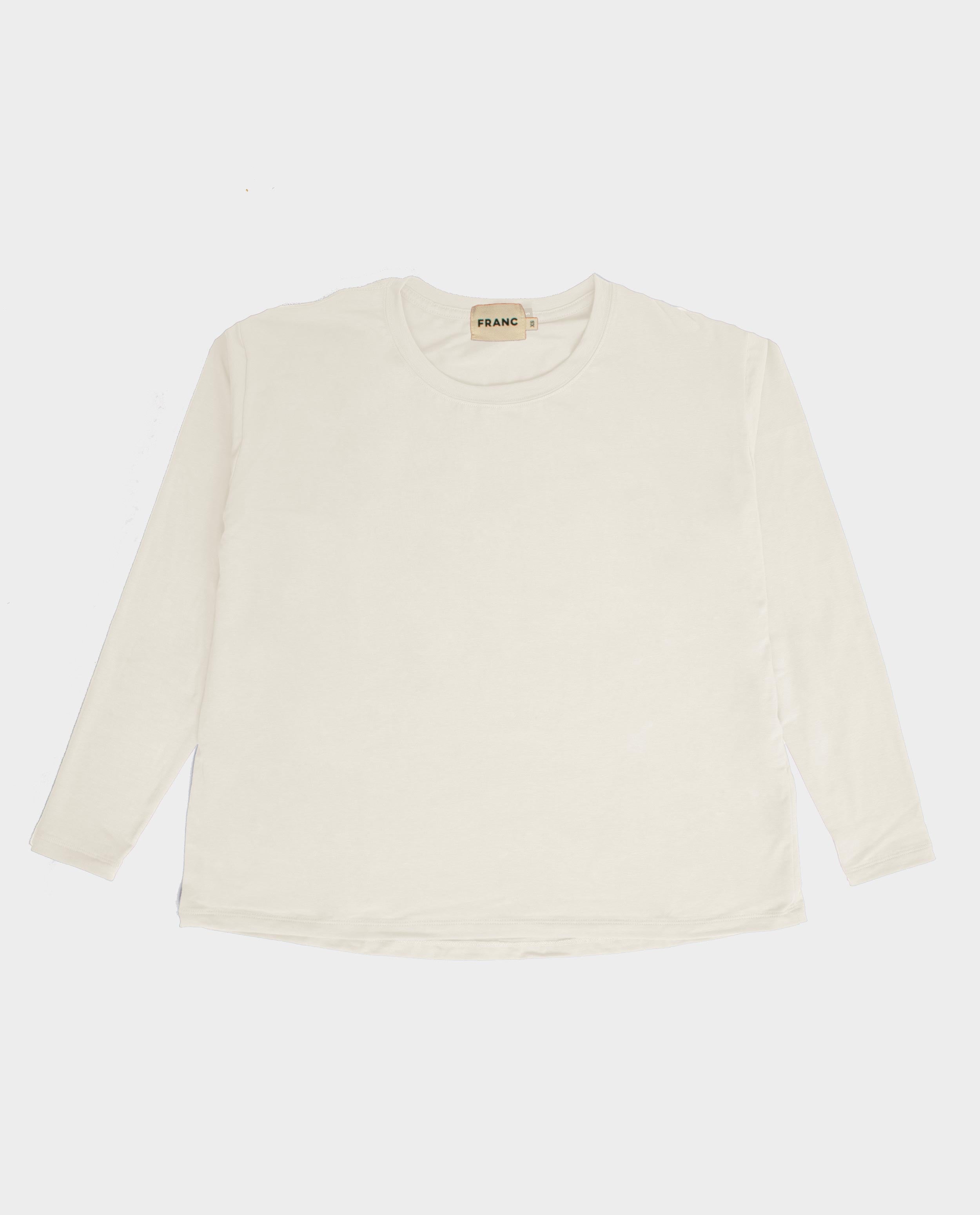 The Long Sleeve Box Tee in Off - White | FRANC Sustainable Clothing