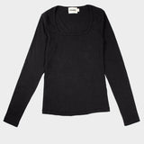 The Long Sleeve Squareneck Top in Black | FRANC Sustainable Clothing