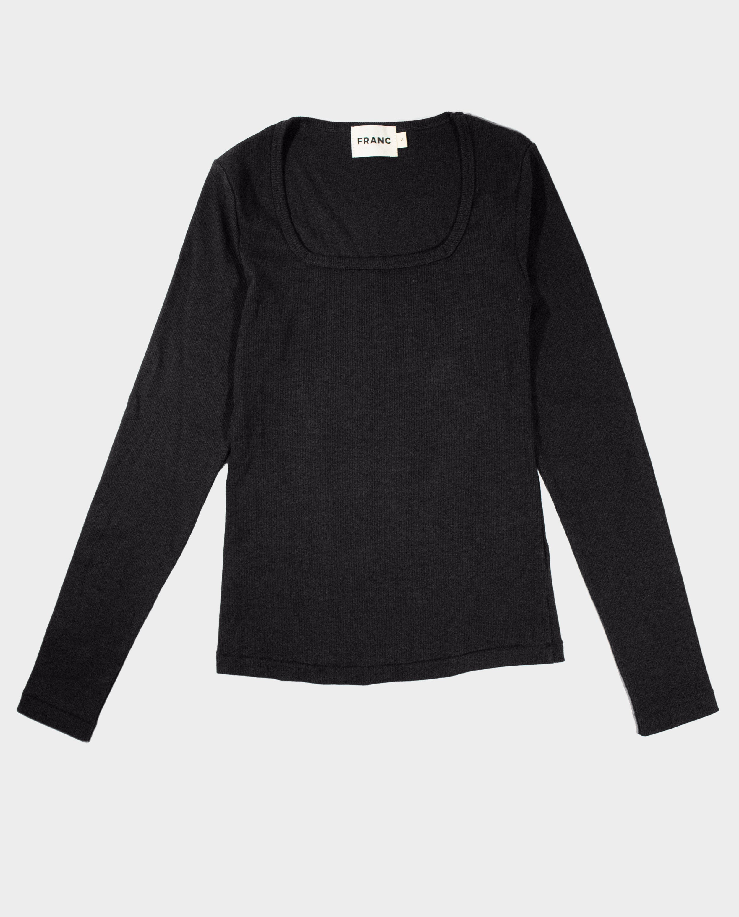 The Long Sleeve Squareneck Top in Black | FRANC Sustainable Clothing