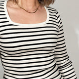 The Long Sleeve Squareneck Top in Black Stripe | FRANC Sustainable Clothing