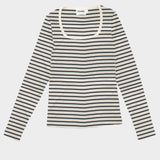 The Long Sleeve Squareneck Top in Black Stripe | FRANC Sustainable Clothing