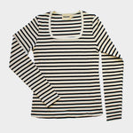 The Long Sleeve Squareneck Top in Black Stripe | FRANC Sustainable Clothing