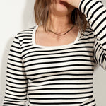 The Long Sleeve Squareneck Top in Black Stripe | FRANC Sustainable Clothing