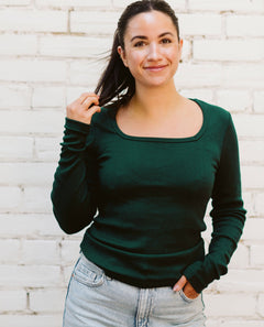 The Long Sleeve Squareneck Top in Emerald | FRANC Sustainable Clothing