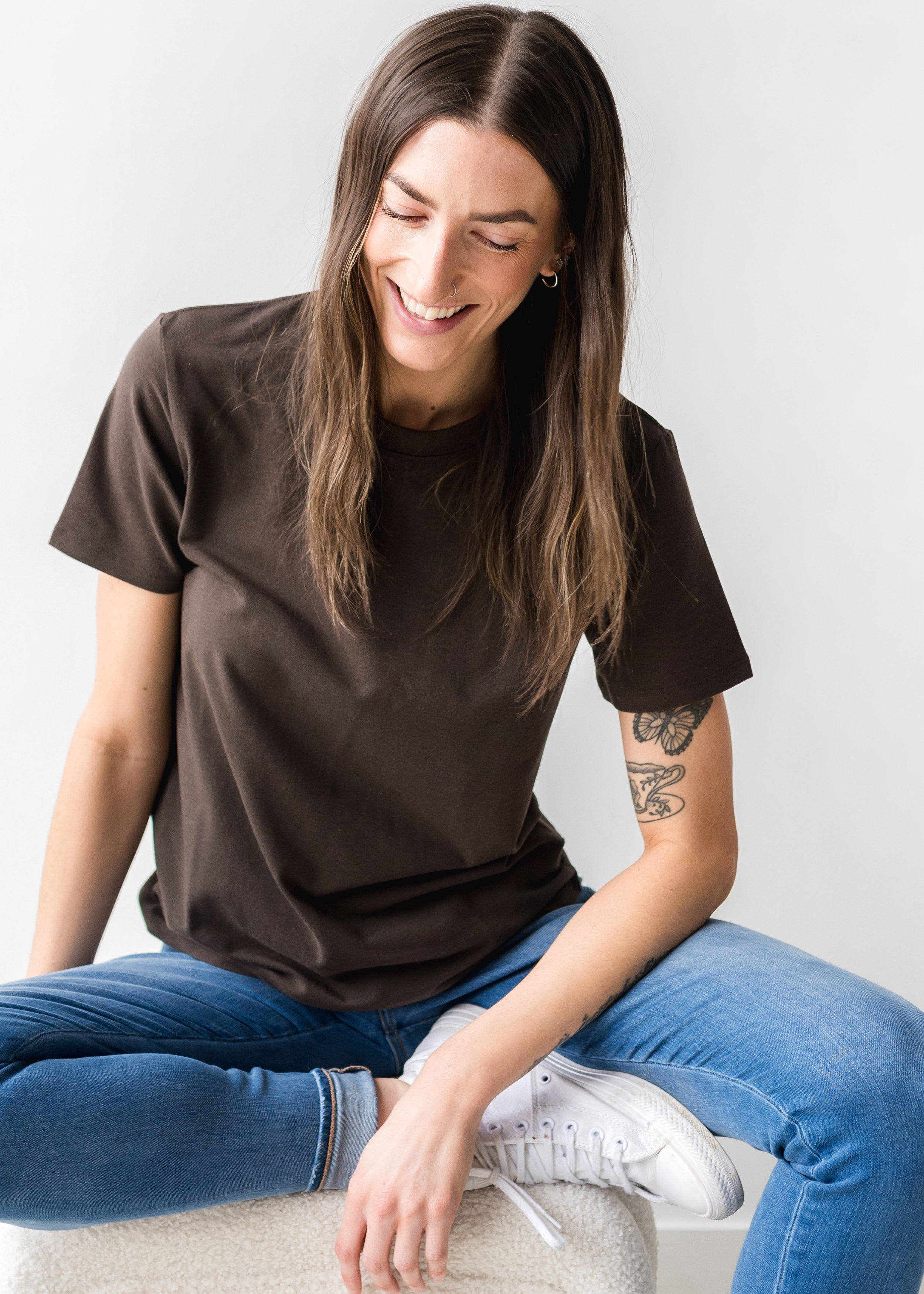 The Modern Crewneck Tee in Chocolate | FRANC Sustainable Clothing