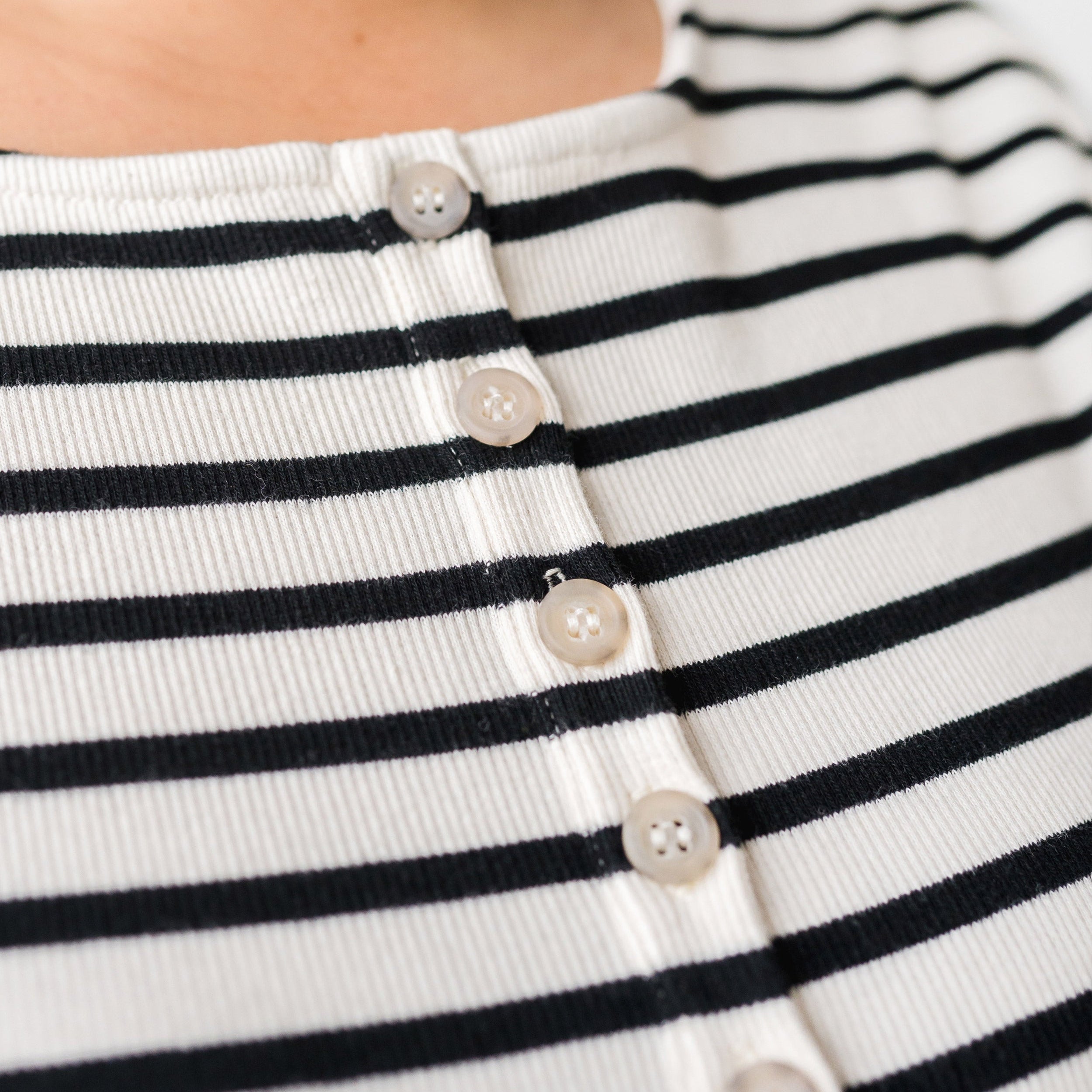 The Rib Henley Shirt in Black Stripe | FRANC Sustainable Clothing