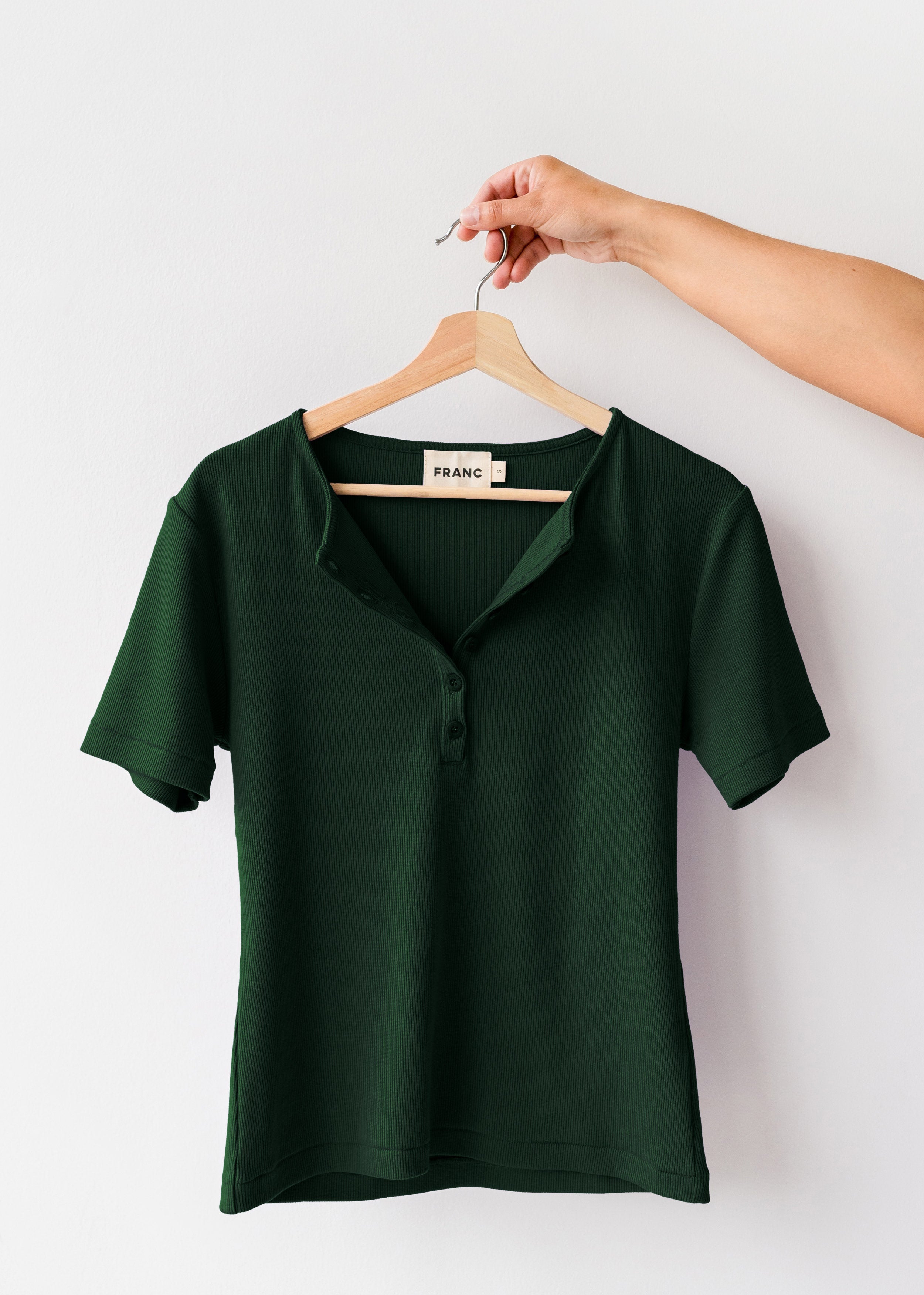 The Rib Henley Shirt in Pine | FRANC Sustainable Clothing