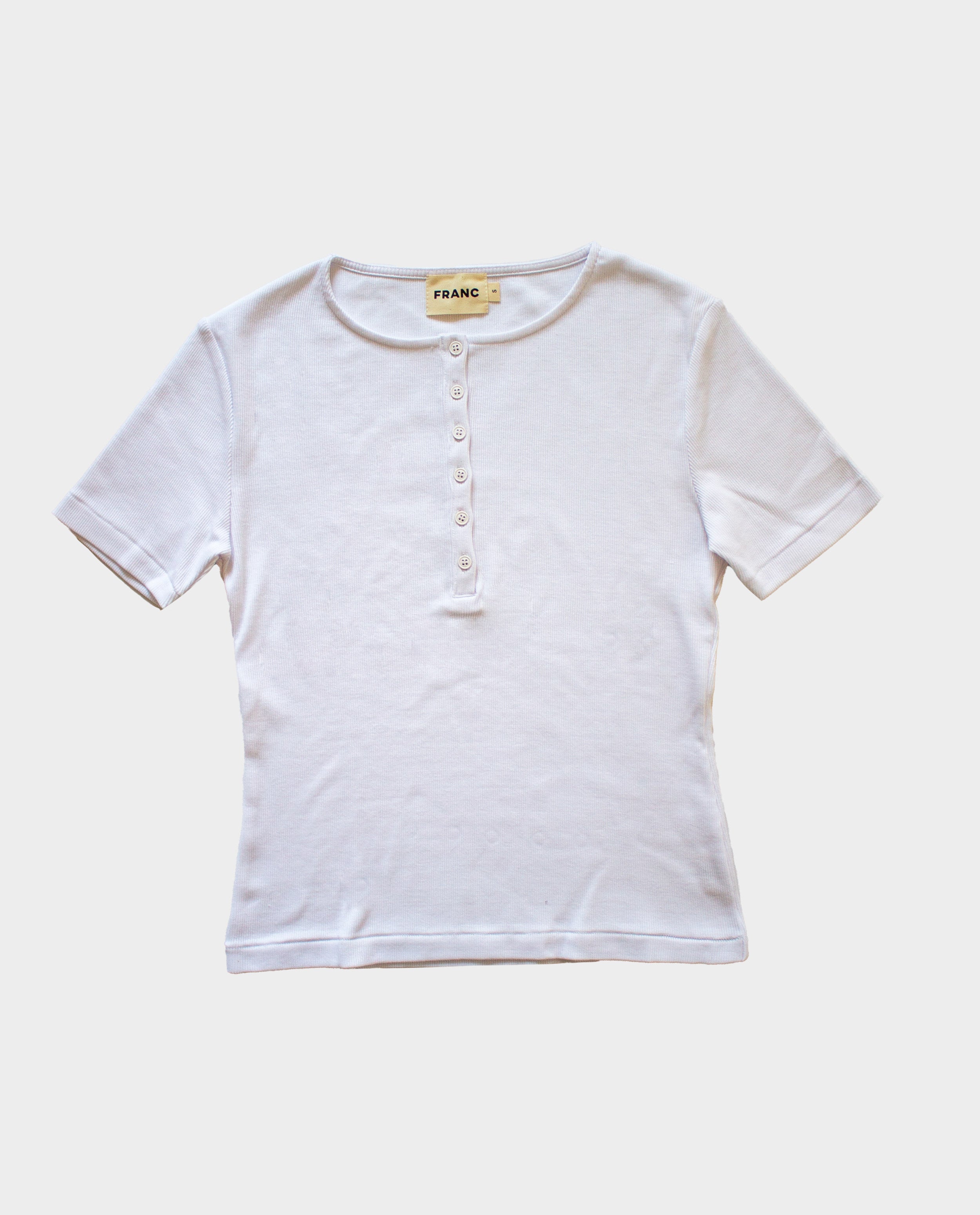The Rib Henley Shirt in White | FRANC Sustainable Clothing