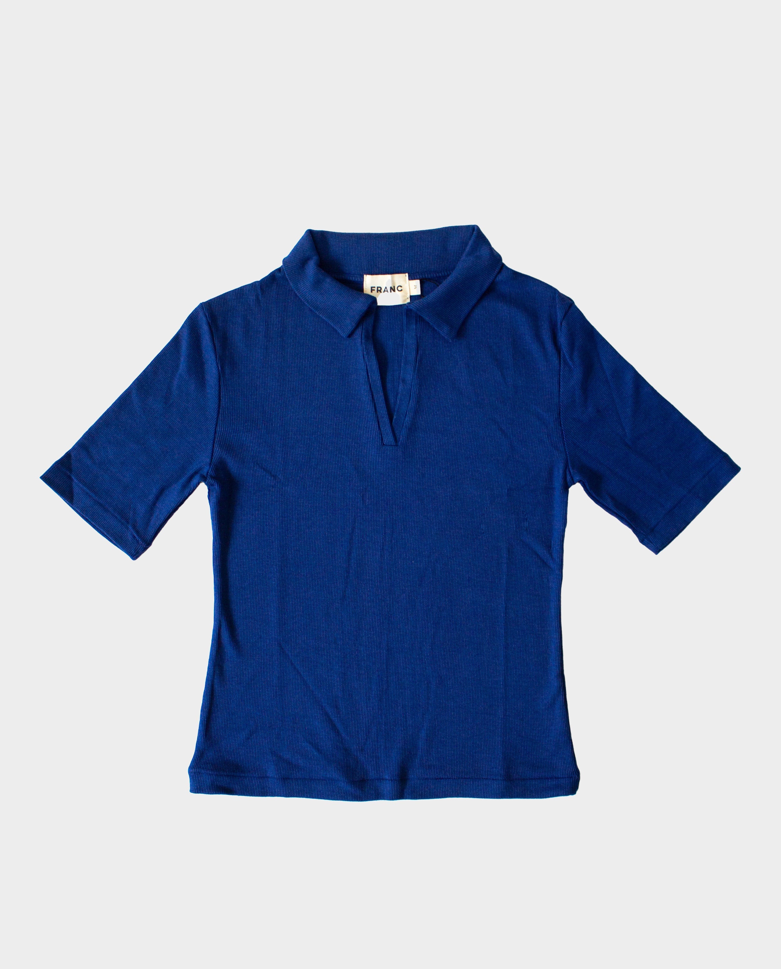 The Rib Polo Shirt in Azure | FRANC Sustainable Clothing