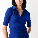 The Rib Polo Shirt in Azure | FRANC Sustainable Clothing