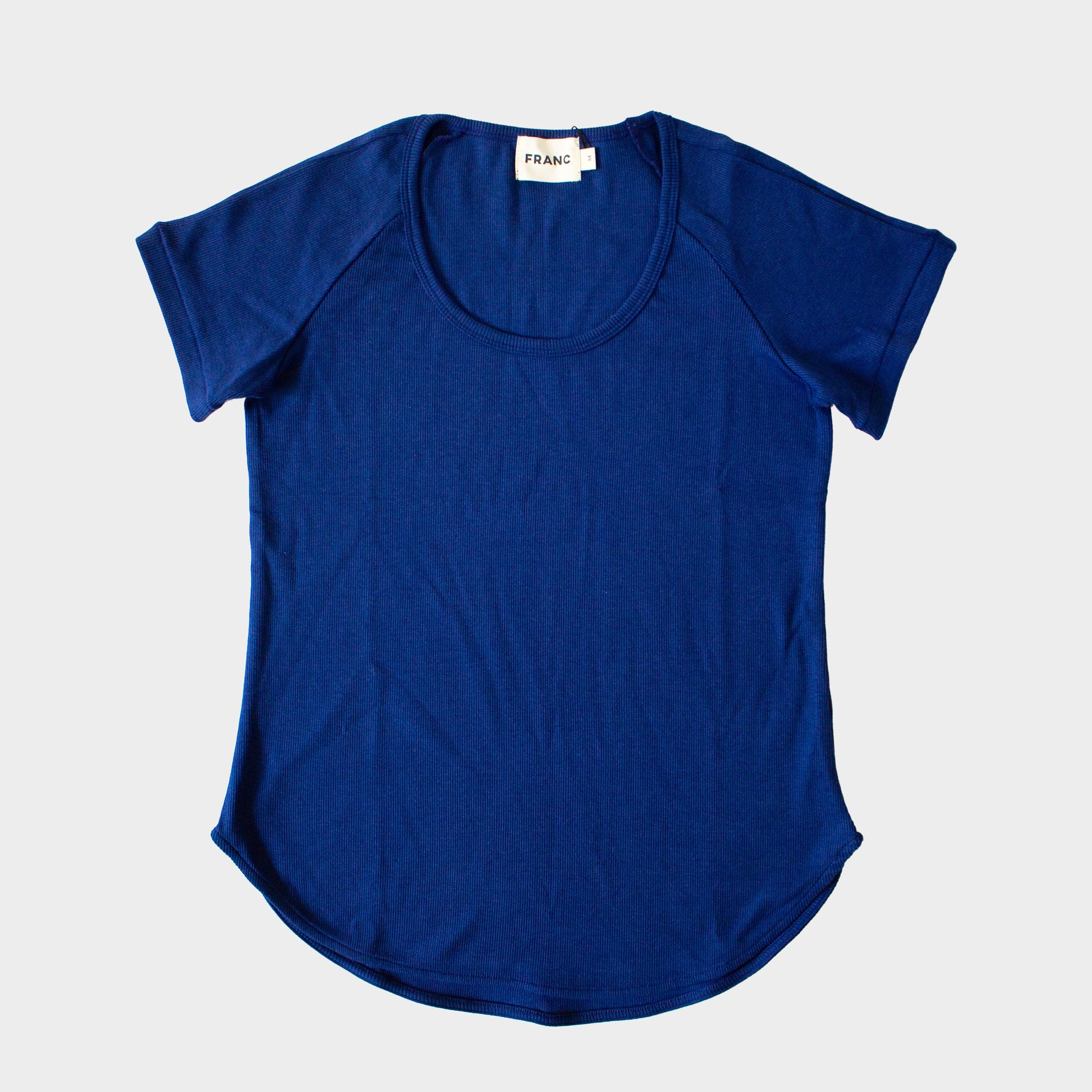 The Rib Raglan Scoopneck Tee in Azure | FRANC Sustainable Clothing