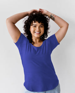 The Rib Raglan Scoopneck Tee in Azure | FRANC Sustainable Clothing