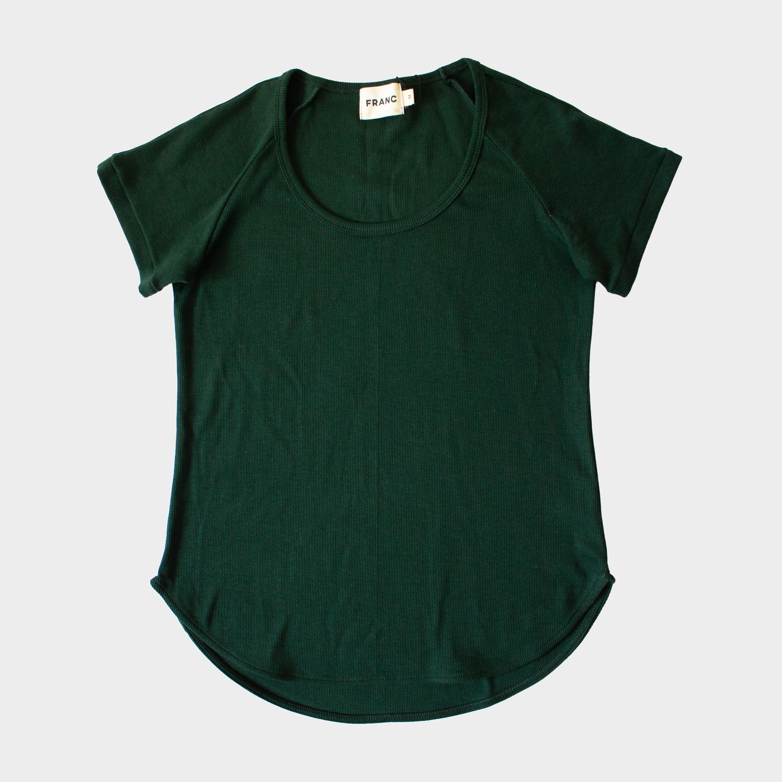 The Rib Raglan Scoopneck Tee in Pine | FRANC Sustainable Clothing