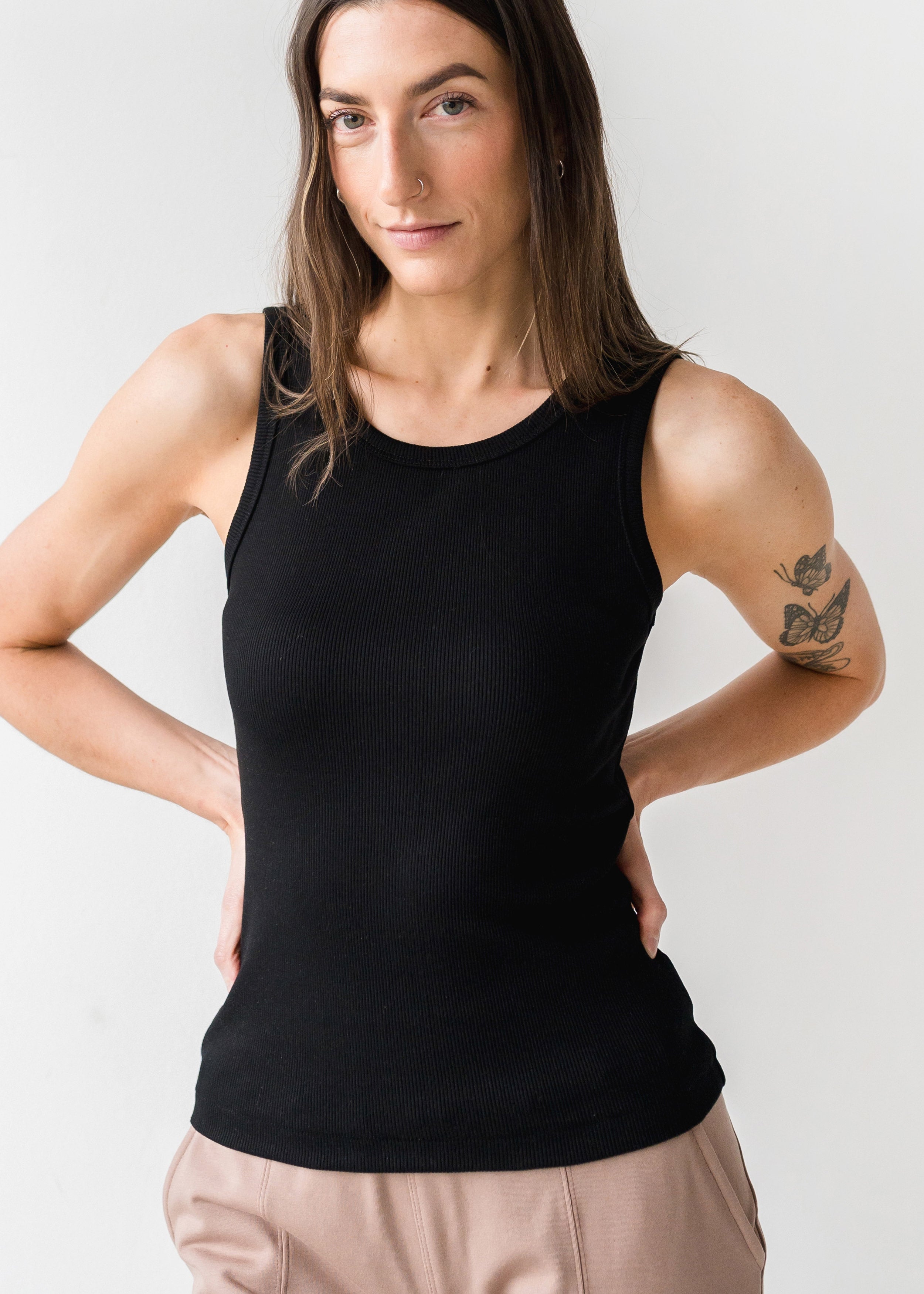 The Tuckable Rib Tank in Black | FRANC Sustainable Clothing