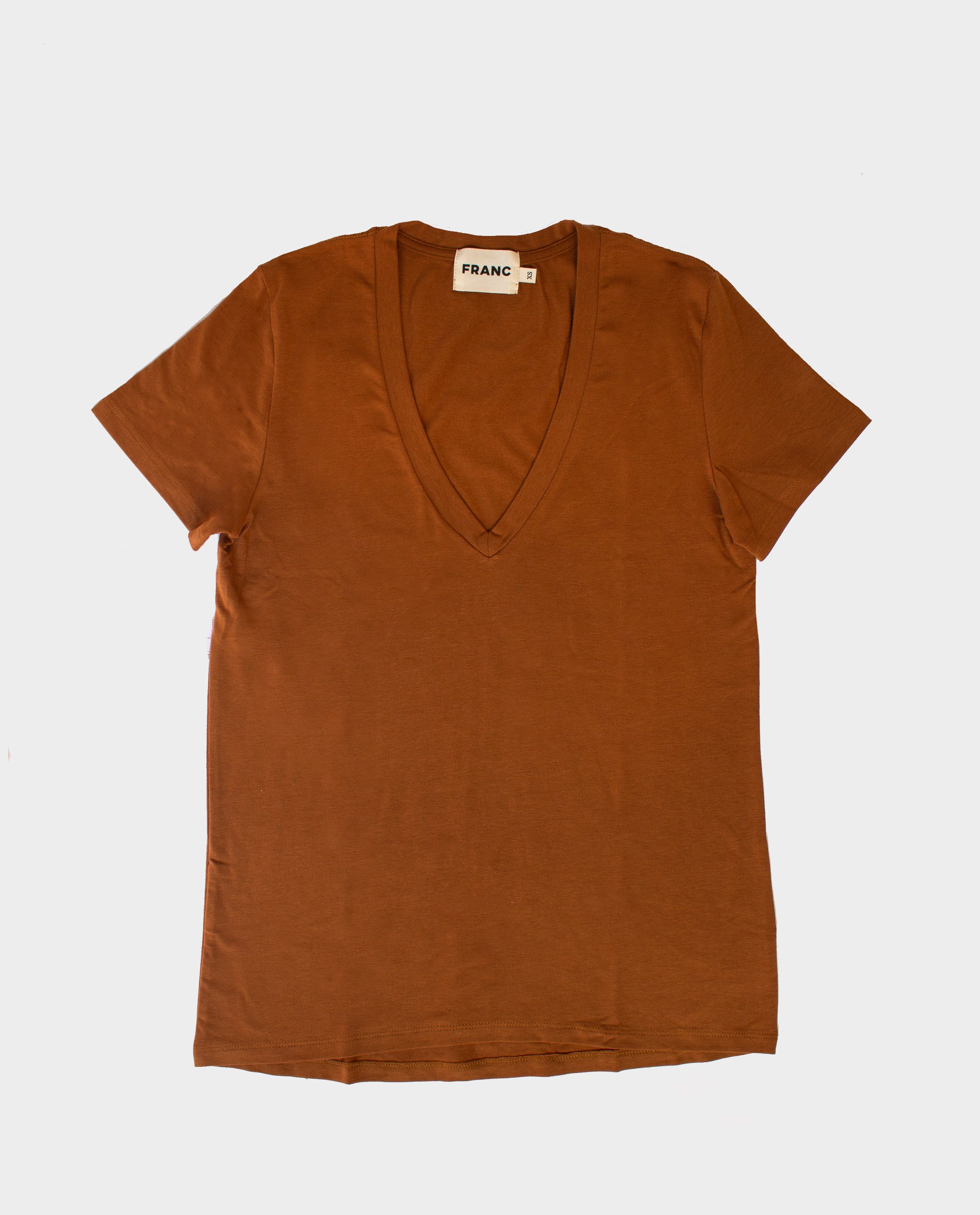 The V - Neck Tee in Copper | FRANC Sustainable Clothing