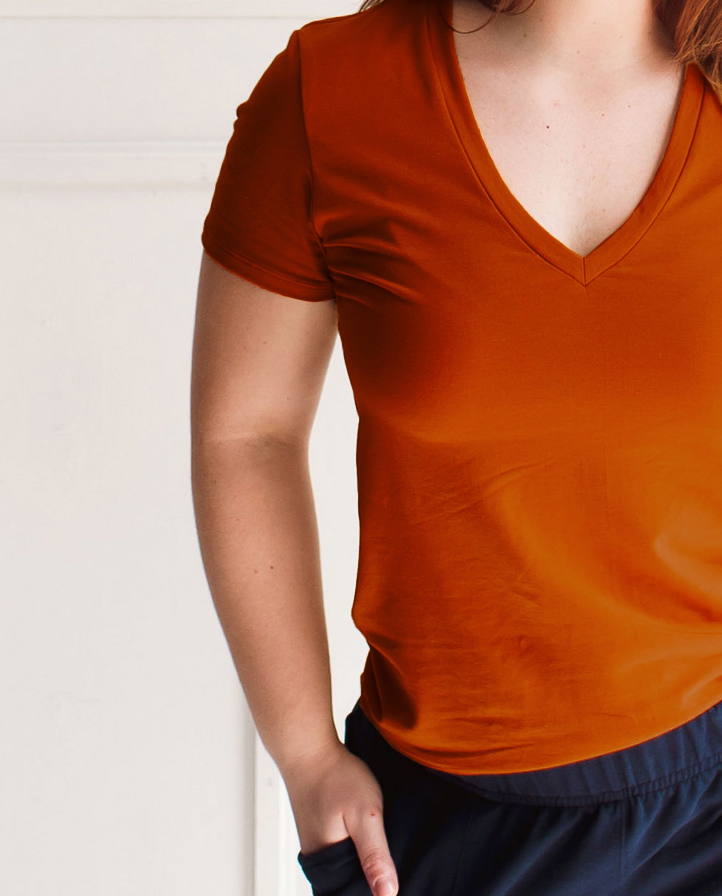 The V - Neck Tee in Copper | FRANC Sustainable Clothing