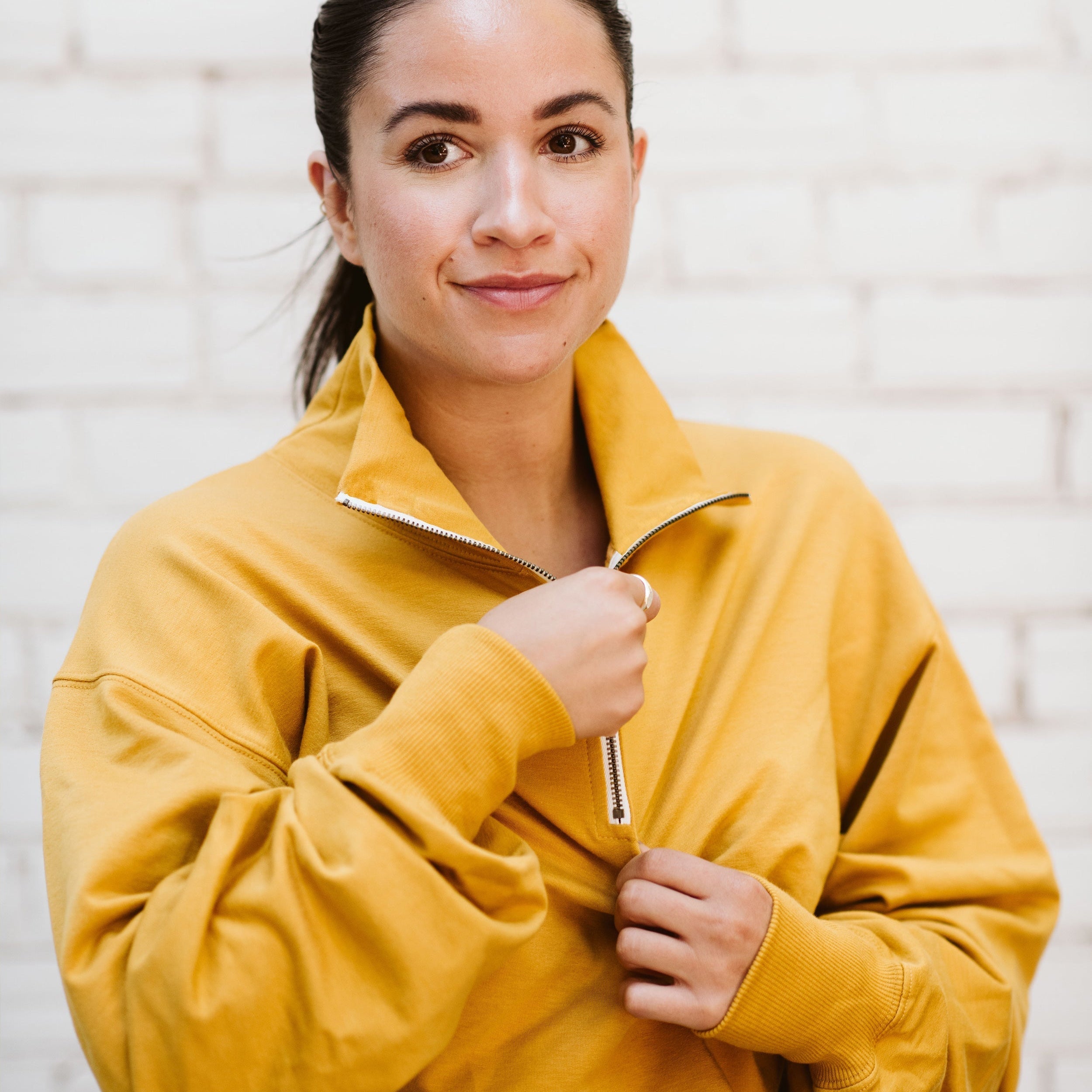 The 1/4 Zip Sweatshirt in Mustard | FRANC Sustainable Clothing