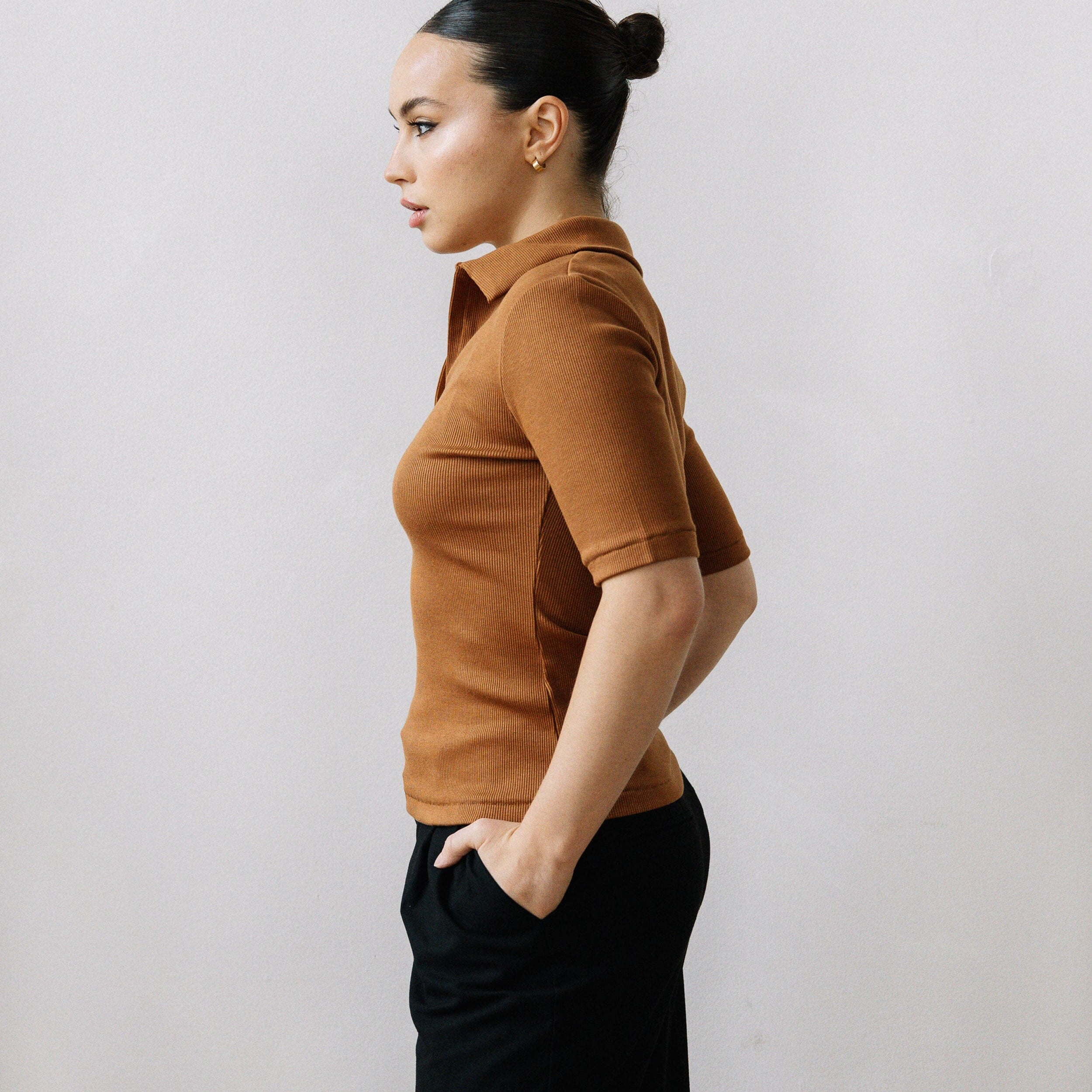 The Rib Polo Shirt in Copper | FRANC Sustainable Clothing