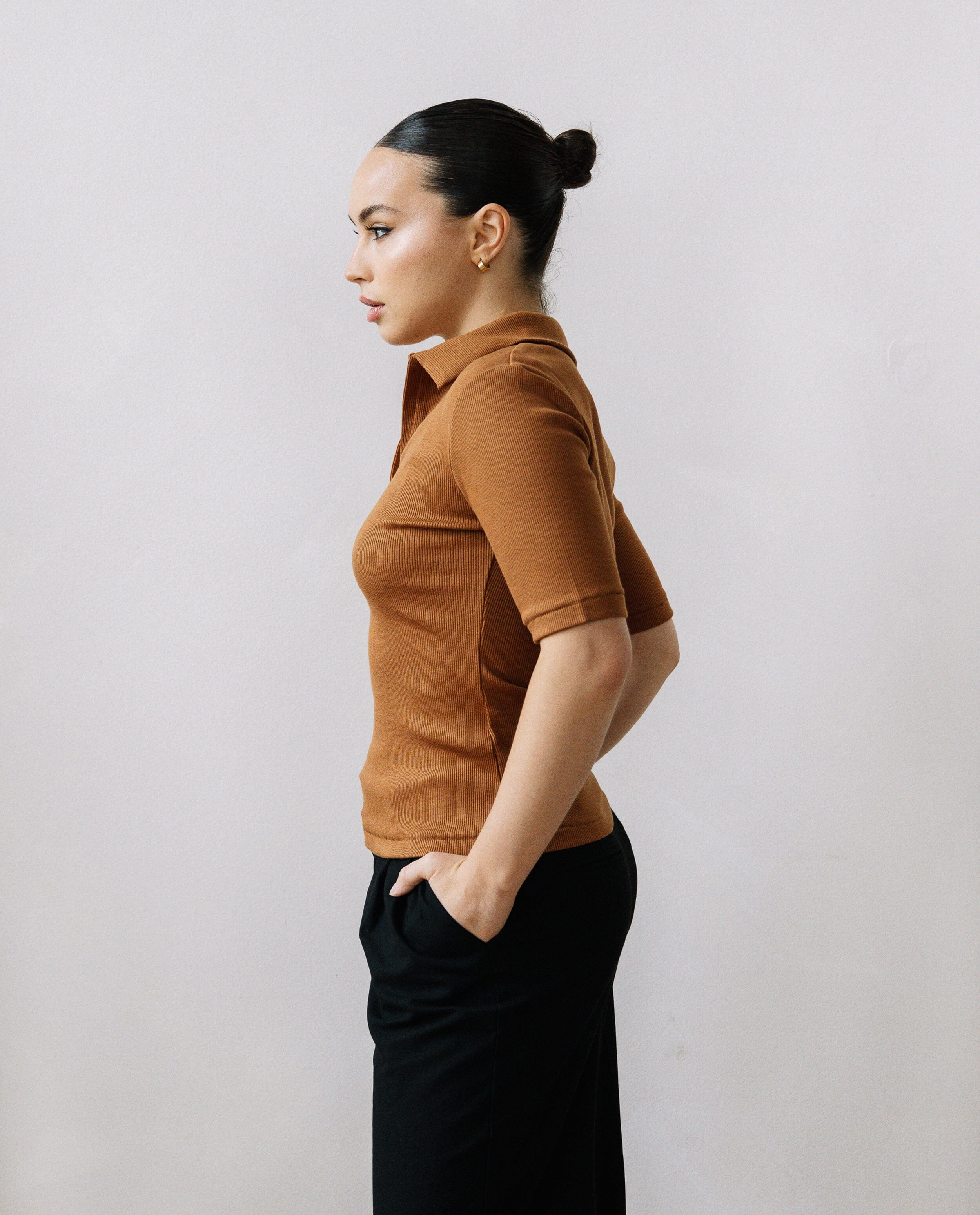The Rib Polo Shirt in Copper | FRANC Sustainable Clothing
