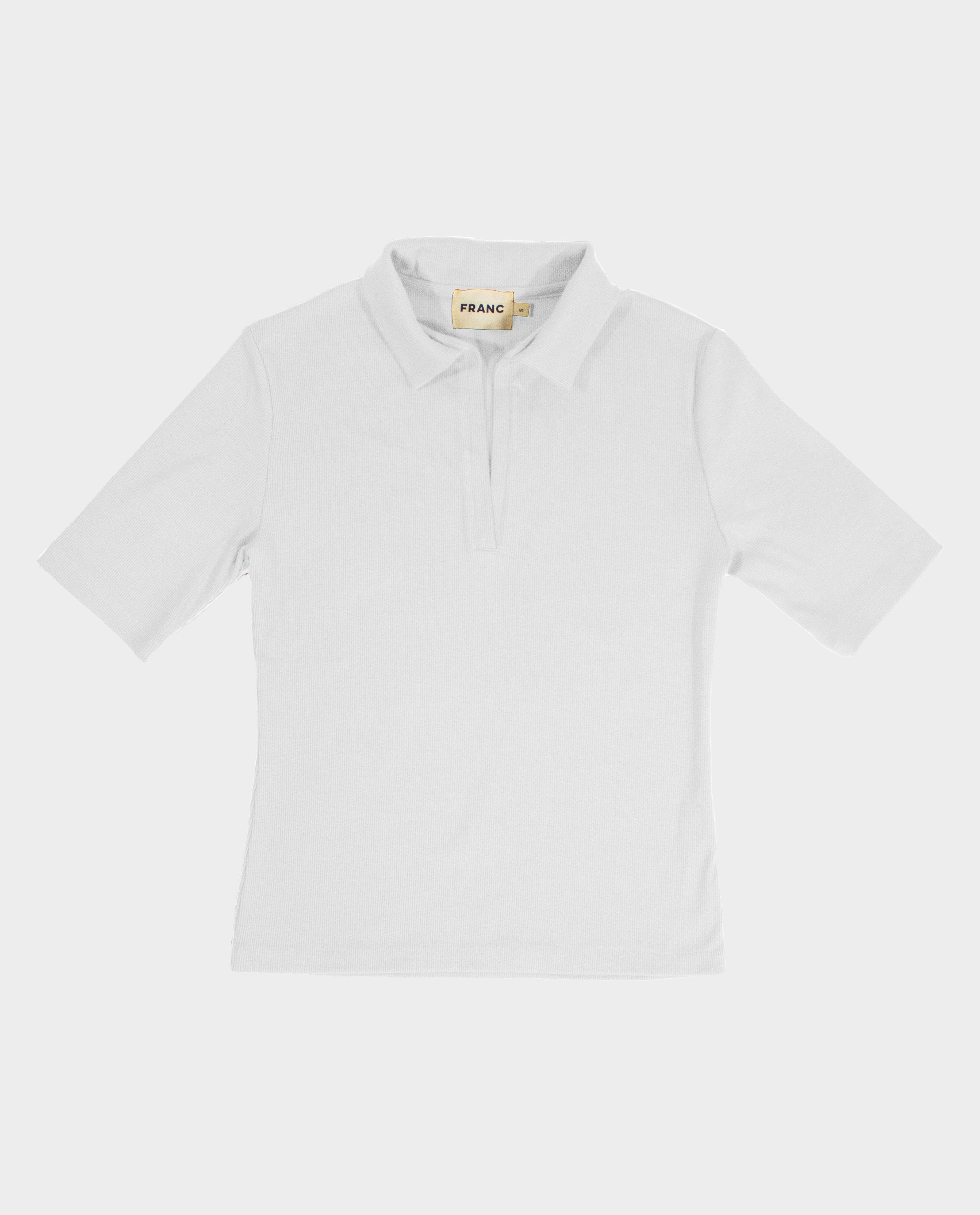 The Rib Polo Shirt in White | FRANC Sustainable Clothing