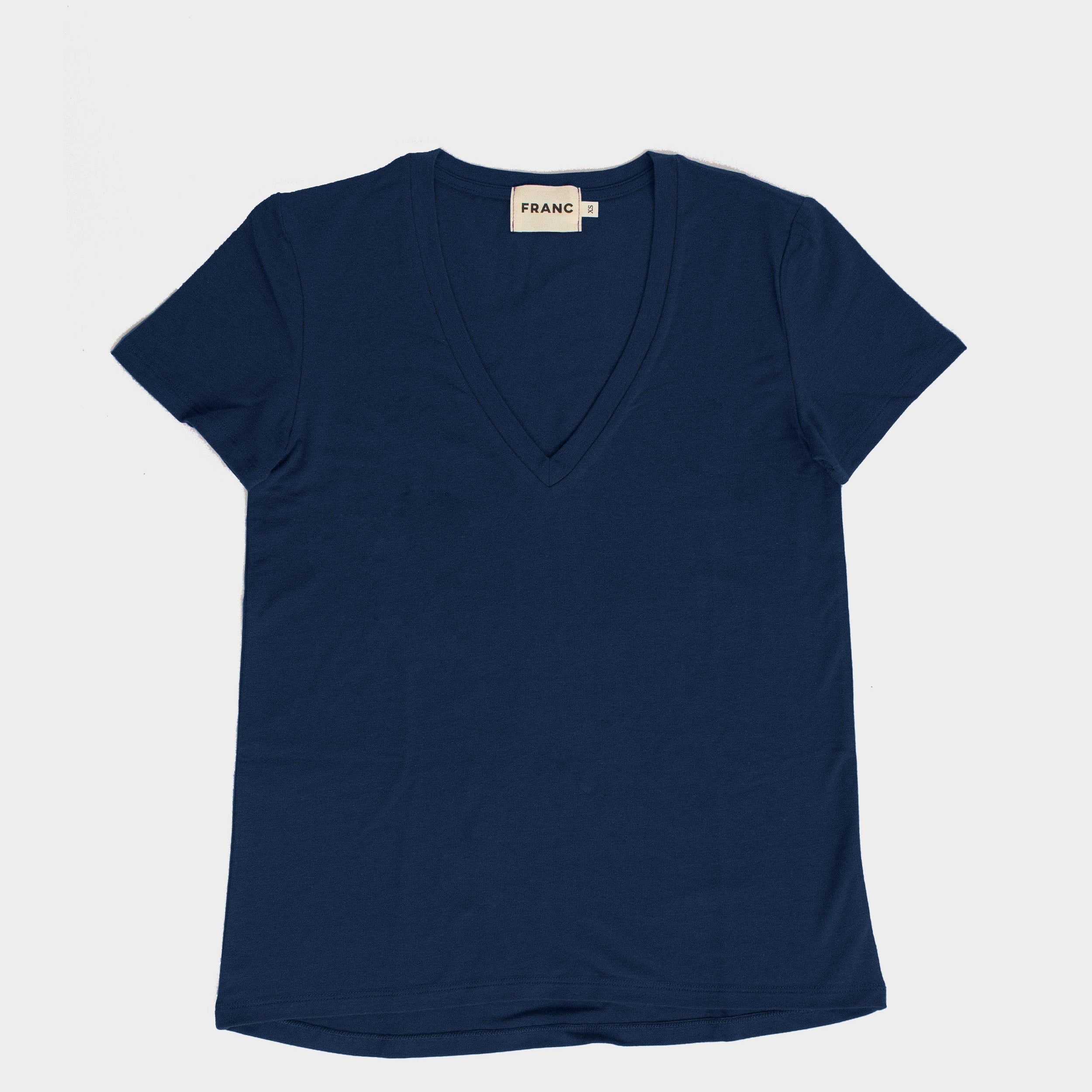 The V-Neck Tee in Admiral | FRANC Sustainable Clothing