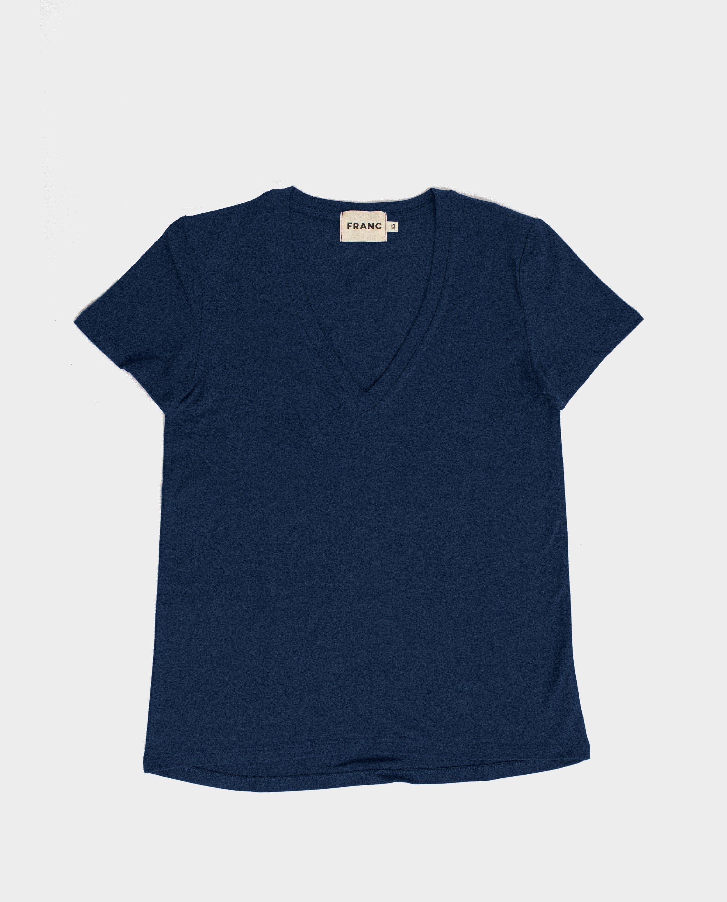 The V-Neck Tee in Admiral | FRANC Sustainable Clothing
